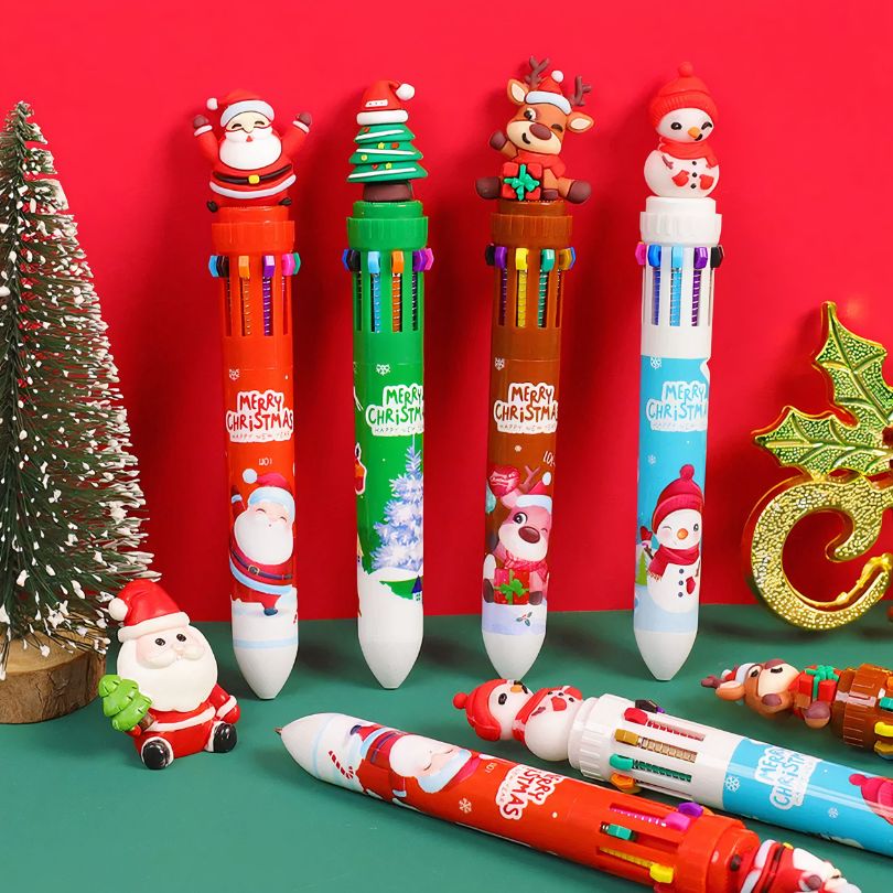 Pixuri Festive cu Figurine de Crăciun 36/Set, 10 Culori Vibrante, 16×2 cm
