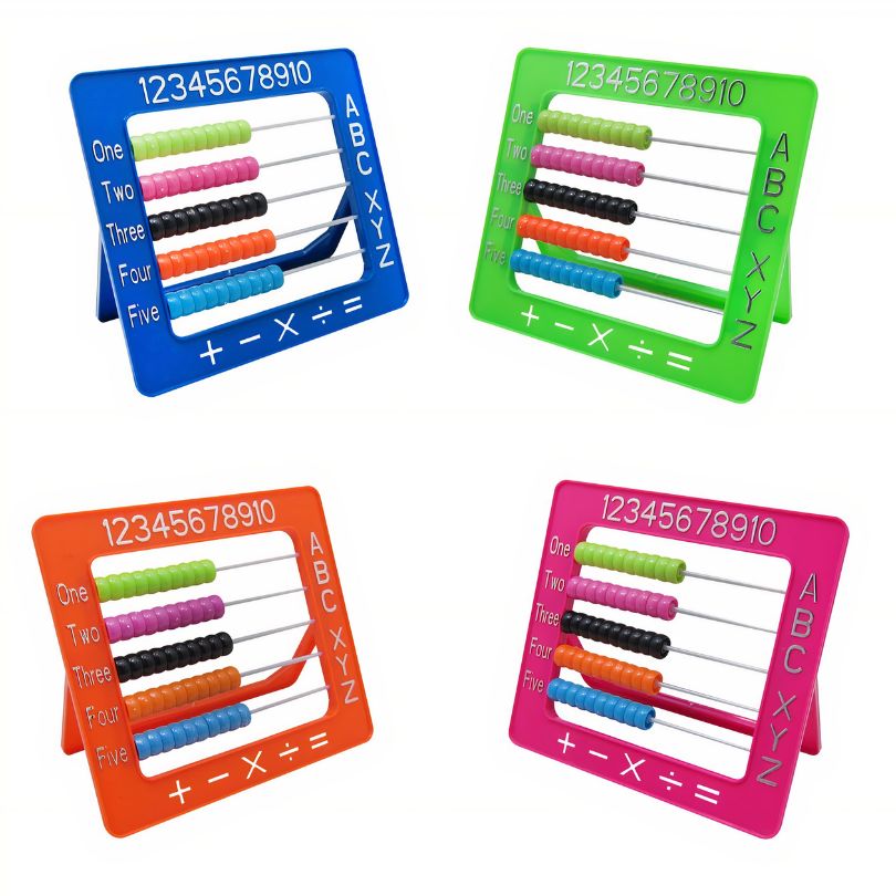 Numaratoare Scolara, 15×15 cm, Model cu Litere si Cifre, 50 de Bilute