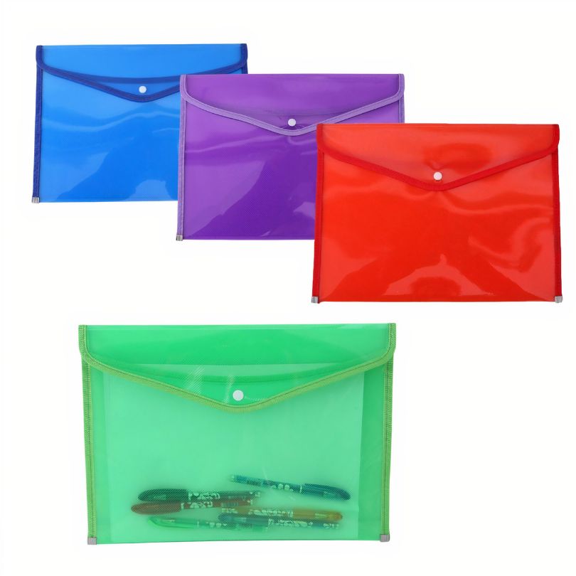 Dosar cu Inchidere prin Capsa 12/set din Plastic, 37x36cm Diferite Culori