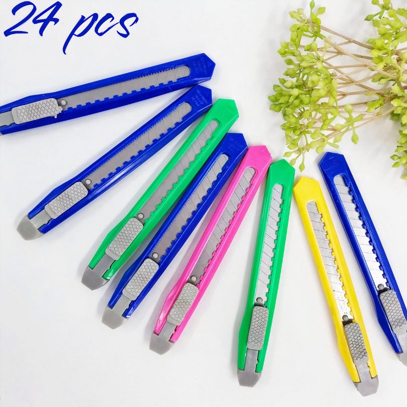 Cutter cu Lama Retractabila 24/Set, Diferite Culori, 19 cm