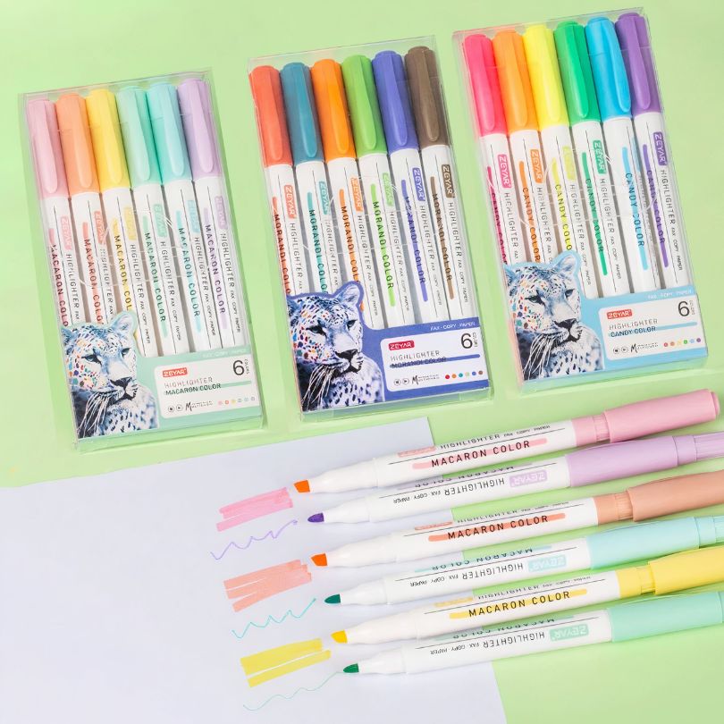 Markere Evidentiatoare 5/Set, cu Doua Capete, Culori Neon, 14 cm