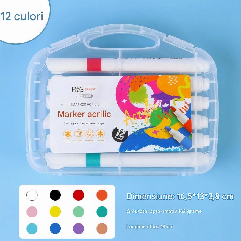 Carioci Acrilice 12/Set, Diferite Culori, 14 cm