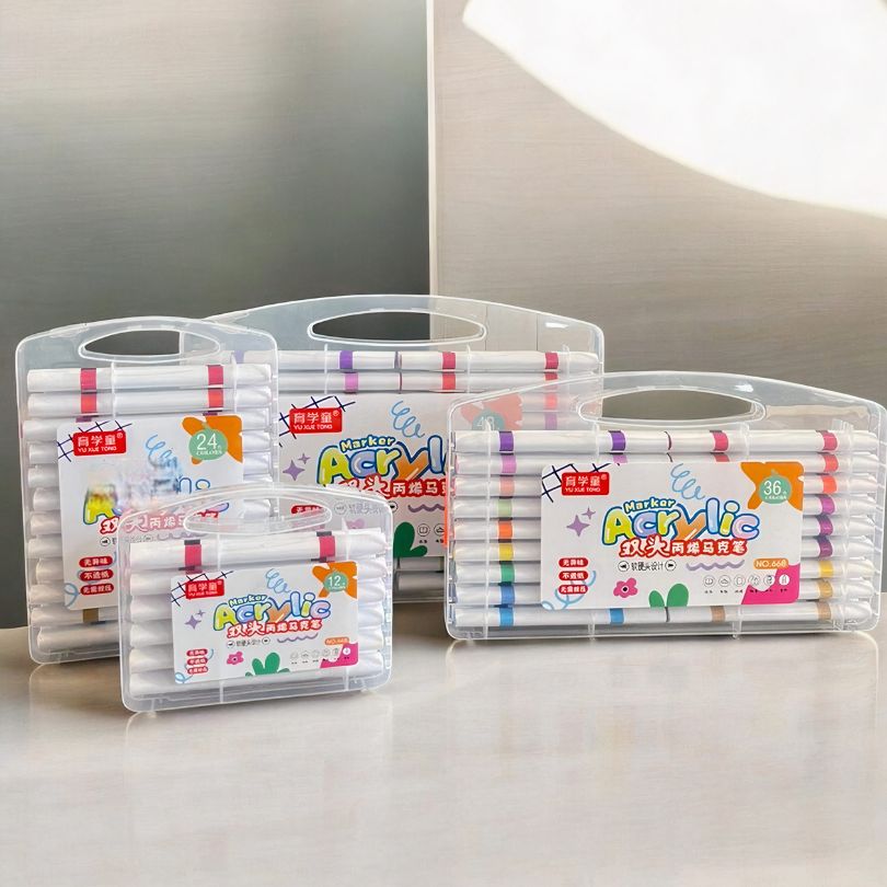 Carioci Acrilice 36/Set, Triunghiulare, cu Doua Capete, 15 cm