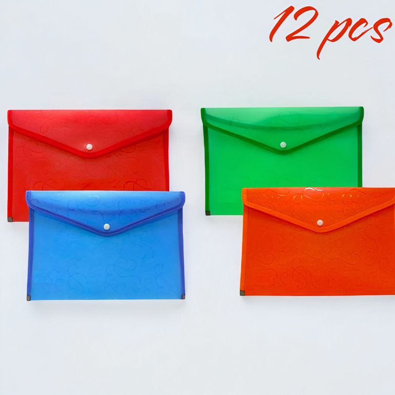 Mapa cu Inchidere, prin Capsa 12/set din Plastic, 30x25cm Diferite Culori