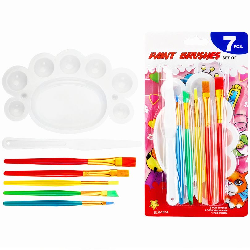 Set de 5 pensule cu paletă și cuțit de modelat