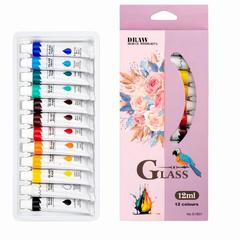 Tempera Acuarele la Tub 12ml pe Sticla 12/set, Diferite Culori