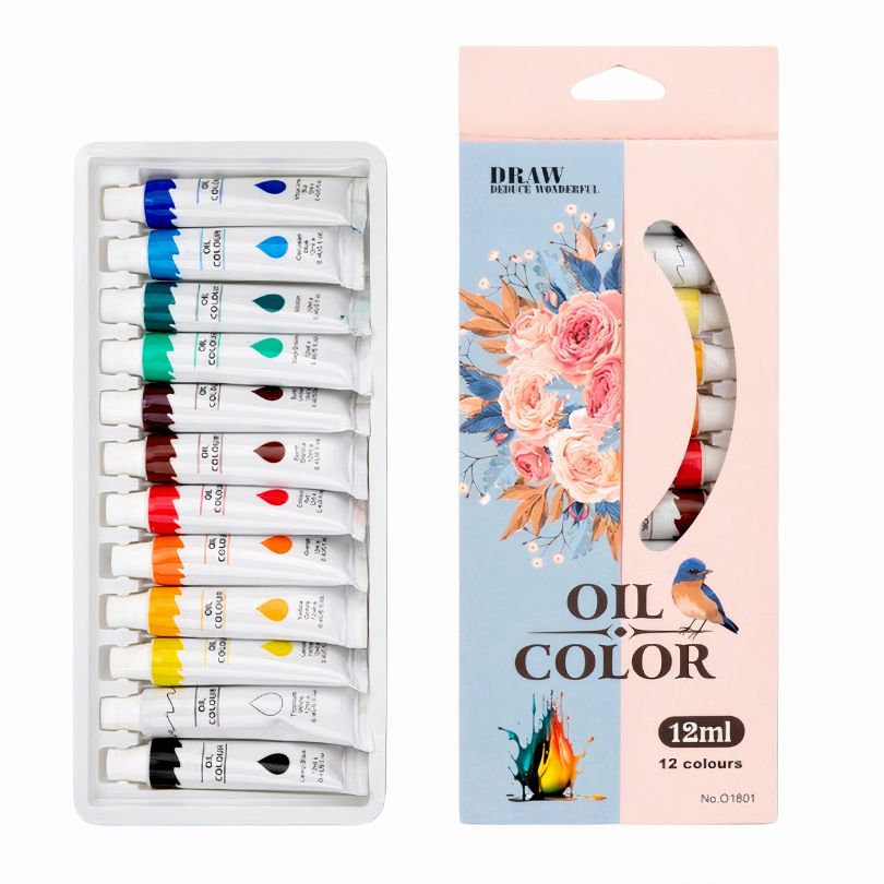 Tempera Acuarele la Tub 12ml pe Baza de Ulei 12/set, Diferite Culori