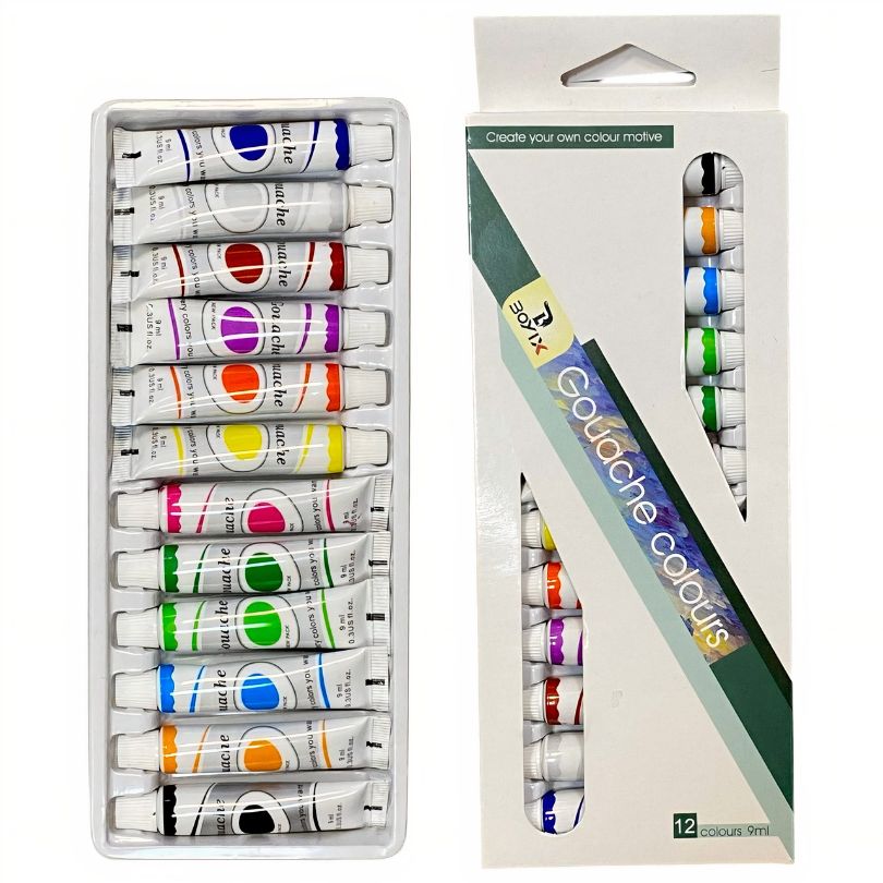 Tempera Acuarele la Tub Gouache 12ml pe Baza de Ulei 12/set, Diferite Culori