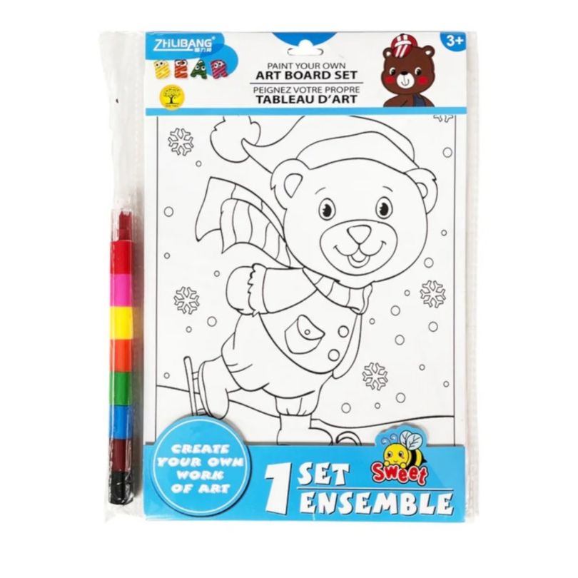 Carte de Colorat 20x13cm cu Diferite Animatii, cu Creion Cerat Multicolor