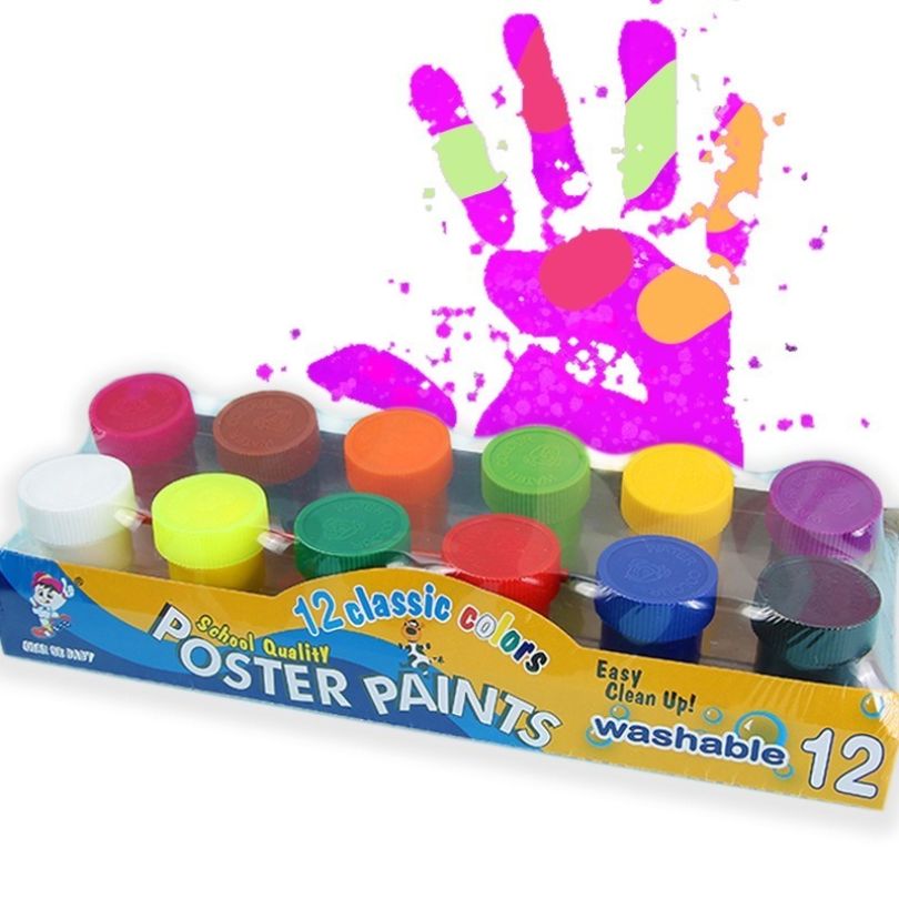 Acuarele Poster 20ml la Tub 12/set, Diferite Culori cu Pensula 15cm