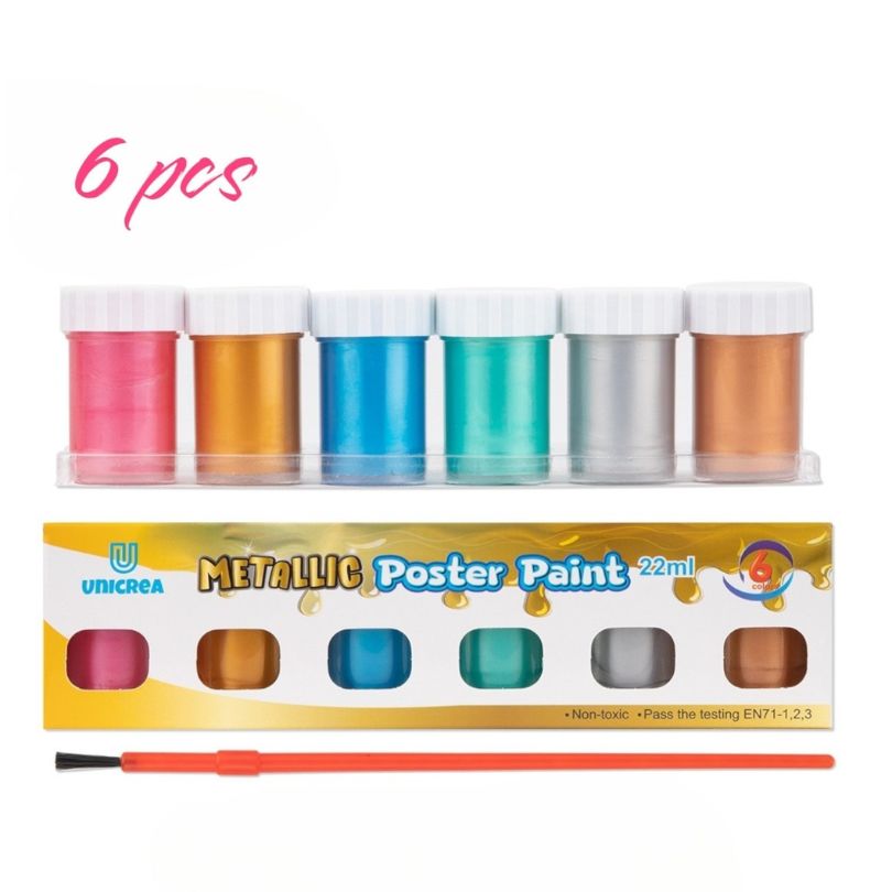 Acuarele la Borcan 22ml Metallic 6/set, Diferite Culori cu Pensula